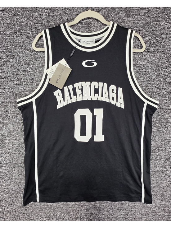Balenciaga Other - Balenciaga UNIFIT Logo Mesh Basketball Jersey Tank Men's Black White S